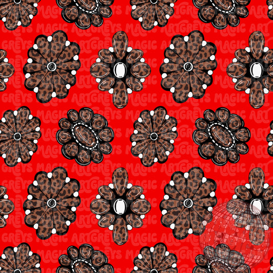 Cheetah Conchos And Red Seamless File
