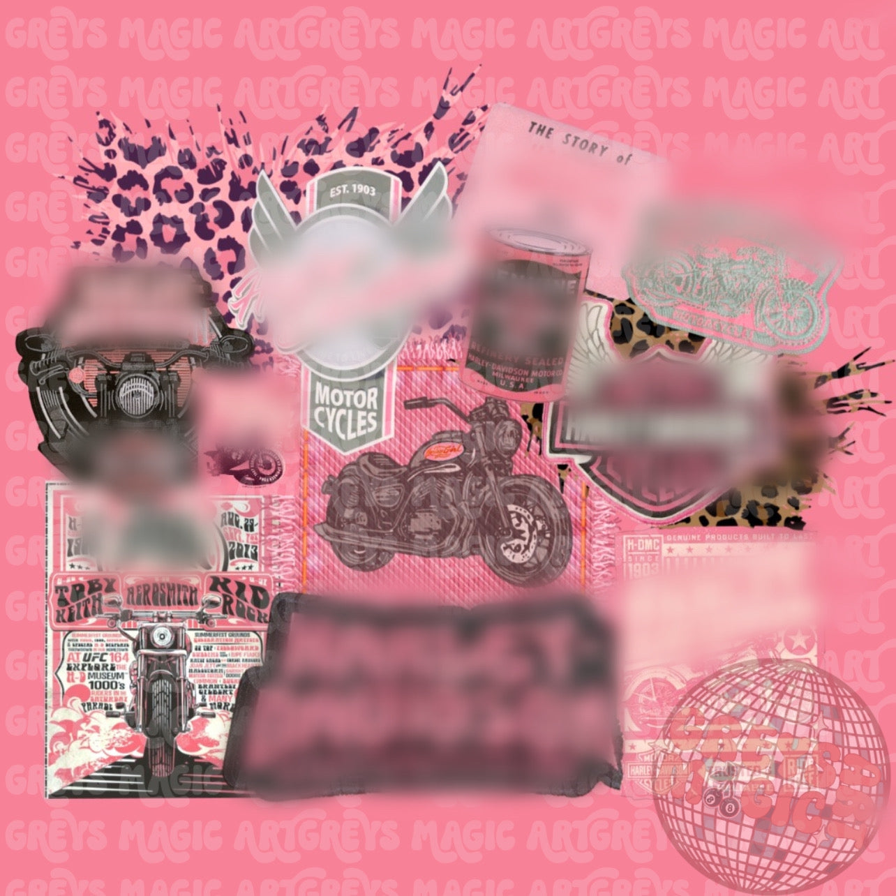 Pink Motorcycle Mash PNG