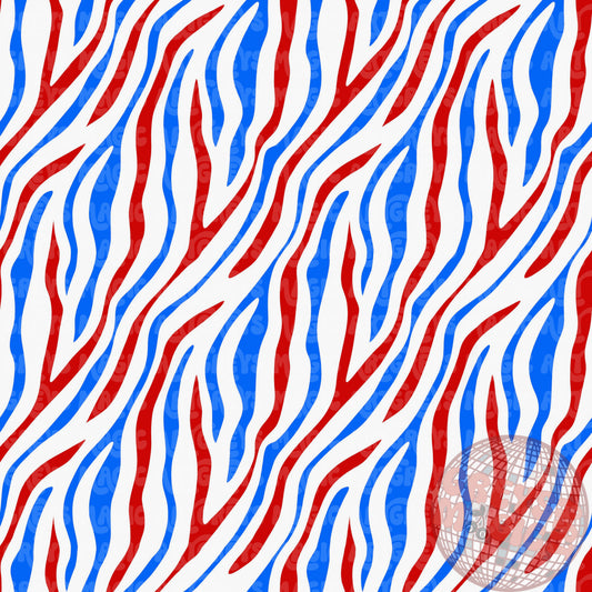 Red White And Blue Zebra Seamless File