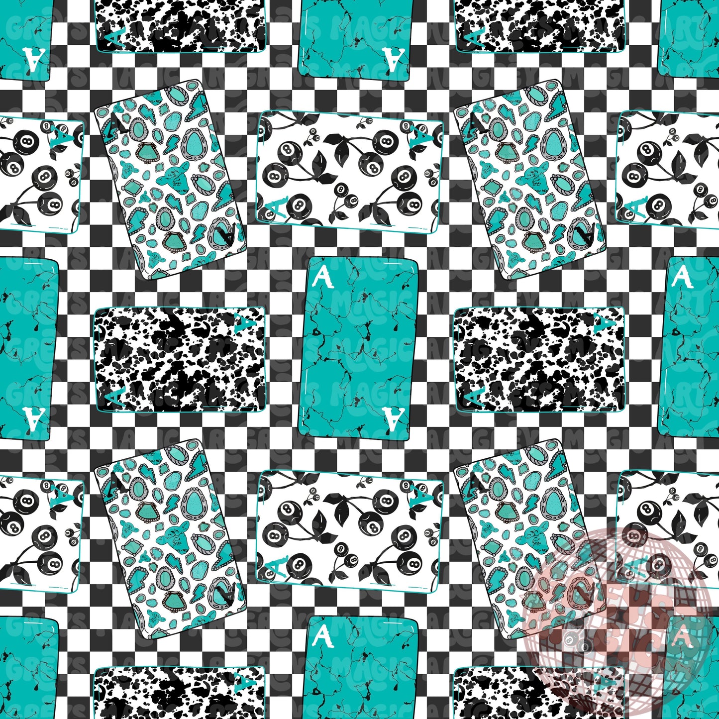 Checkered Western Playing Cards Seamless File