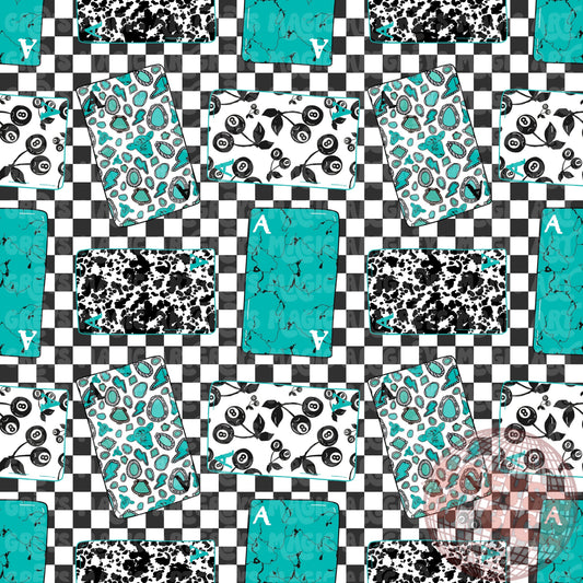 Checkered Western Playing Cards Seamless File