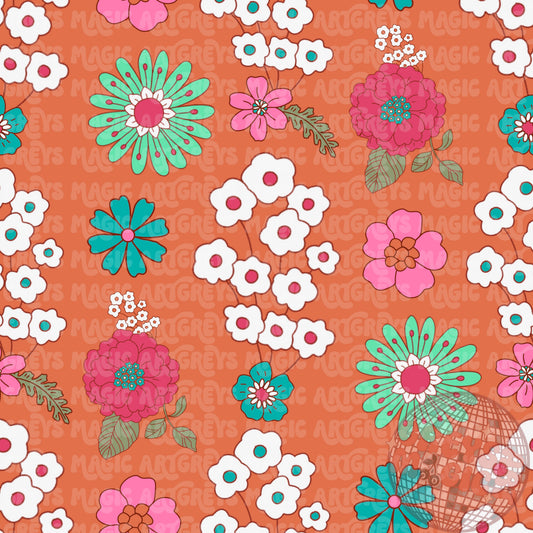 Orange Floral Seamless File