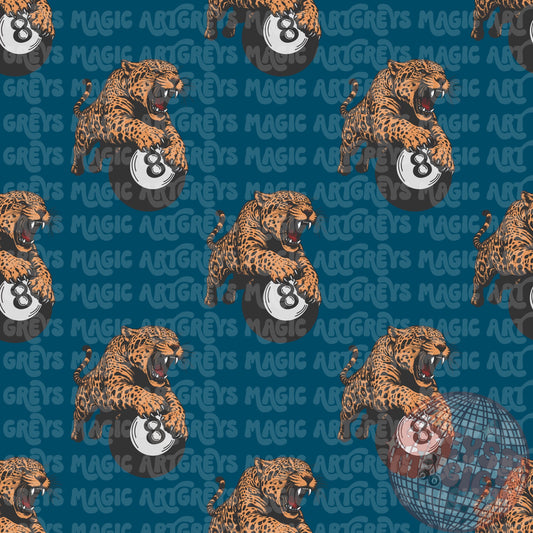 Blue Retro Leopard 8ball Seamless