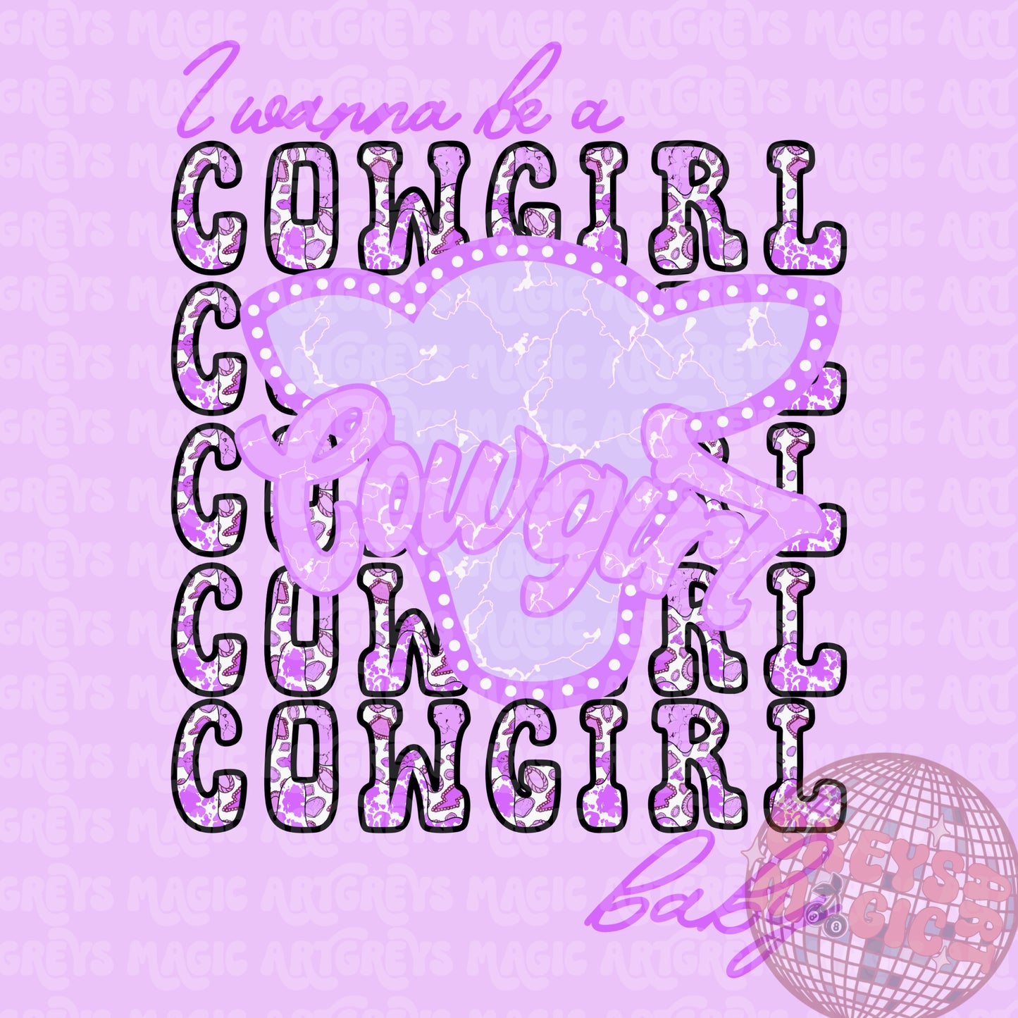 Purple I Wanna Be A Cowgirl Baby PNG