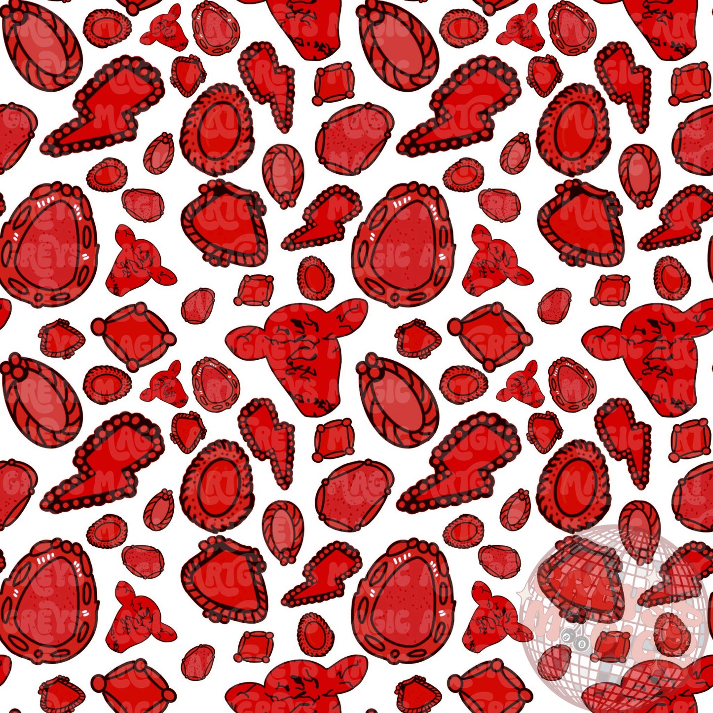 Bright Red Western Conchos Seamless File