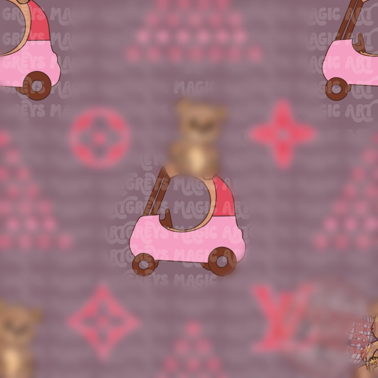 Boujee Bear Pink Car Christmas Seamless