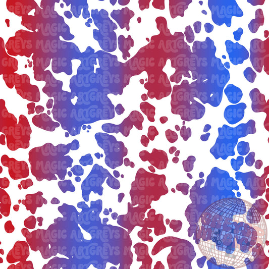 Red Blue And White Cowprint Seamless File