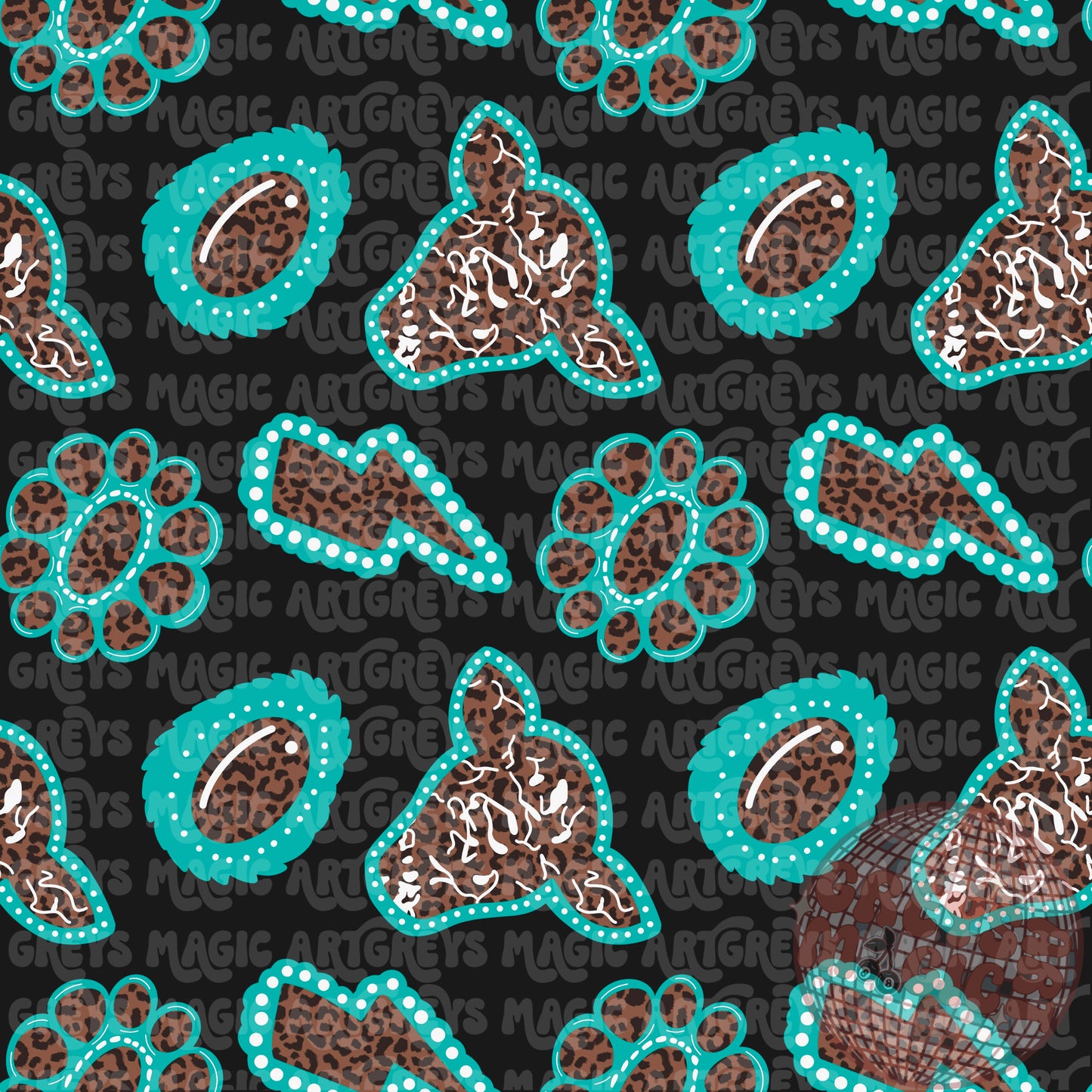 Cheetah Turquoise Western Conchos Seamless File