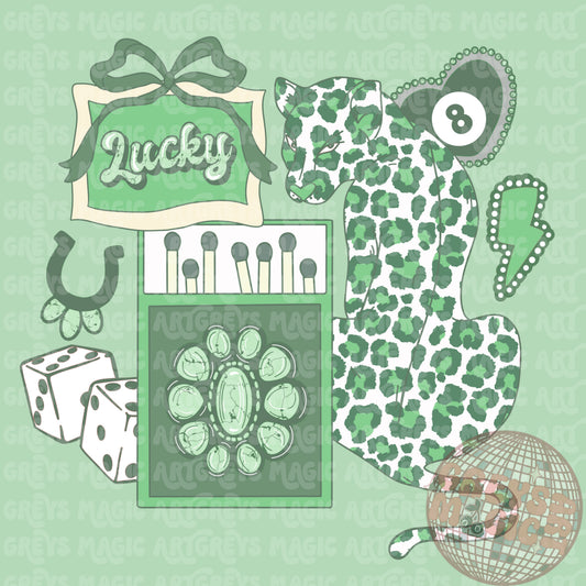 Green Retro Cheetah St. Patty’s PNG