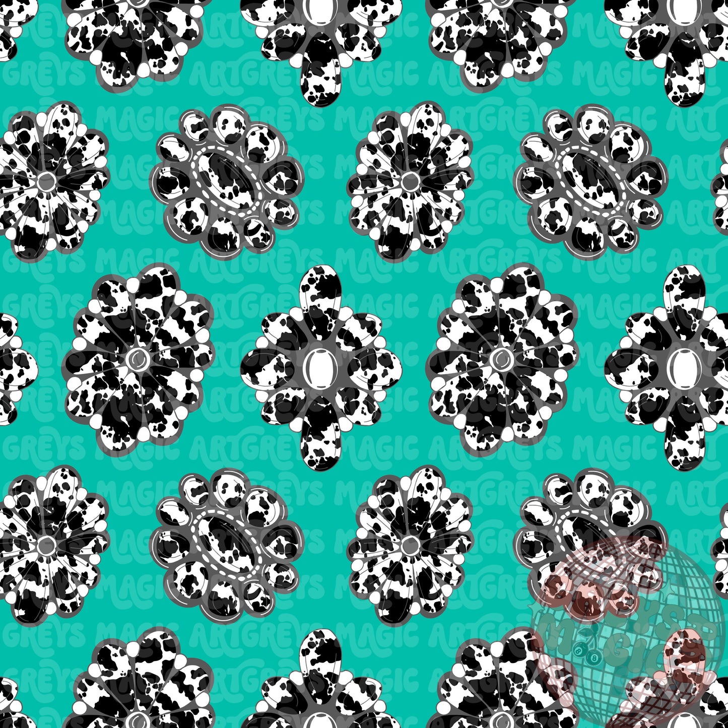 Turquoise Cowprint Concho Lover Seamless File