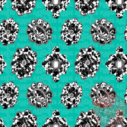 Turquoise Cowprint Concho Lover Seamless File