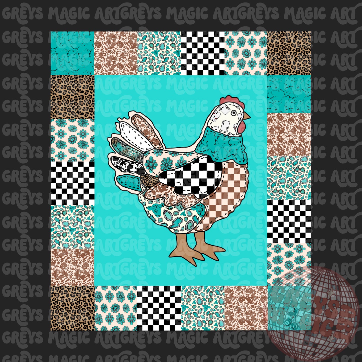 Western Granny Quilted Chicken PNG