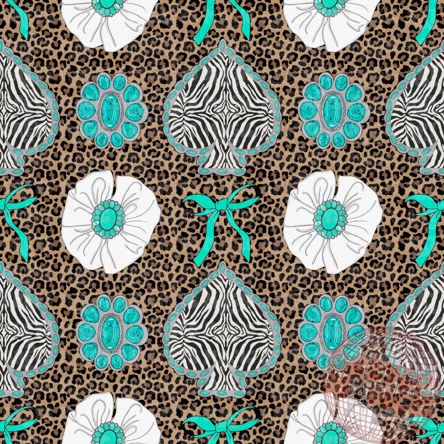 Cheetah Zebra Spades Conchos And Bows Seamless File