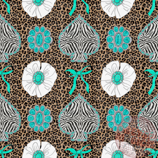 Cheetah Zebra Spades Conchos And Bows Seamless File