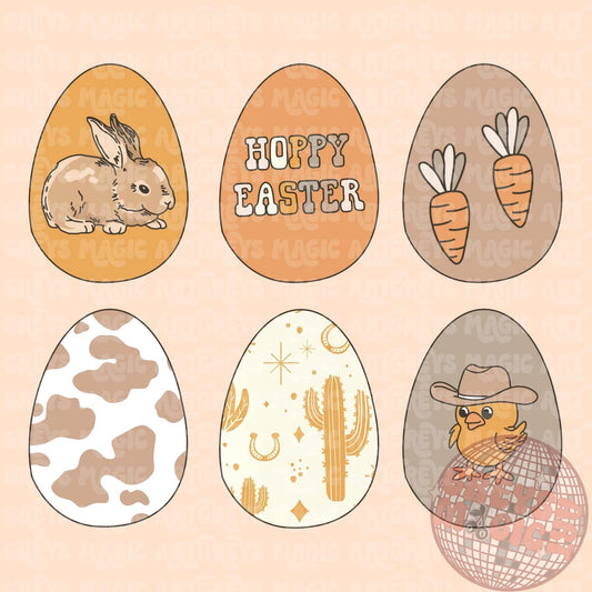 Hoppy Easter Western Eggs PNG