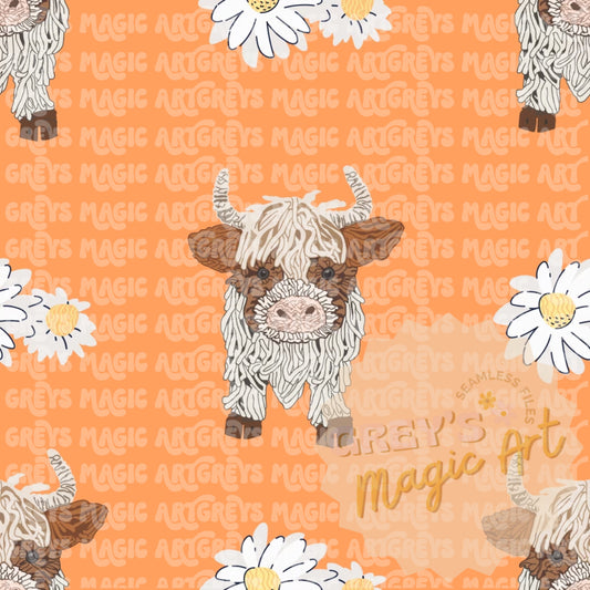 Daisy Highland Cow Seamless File