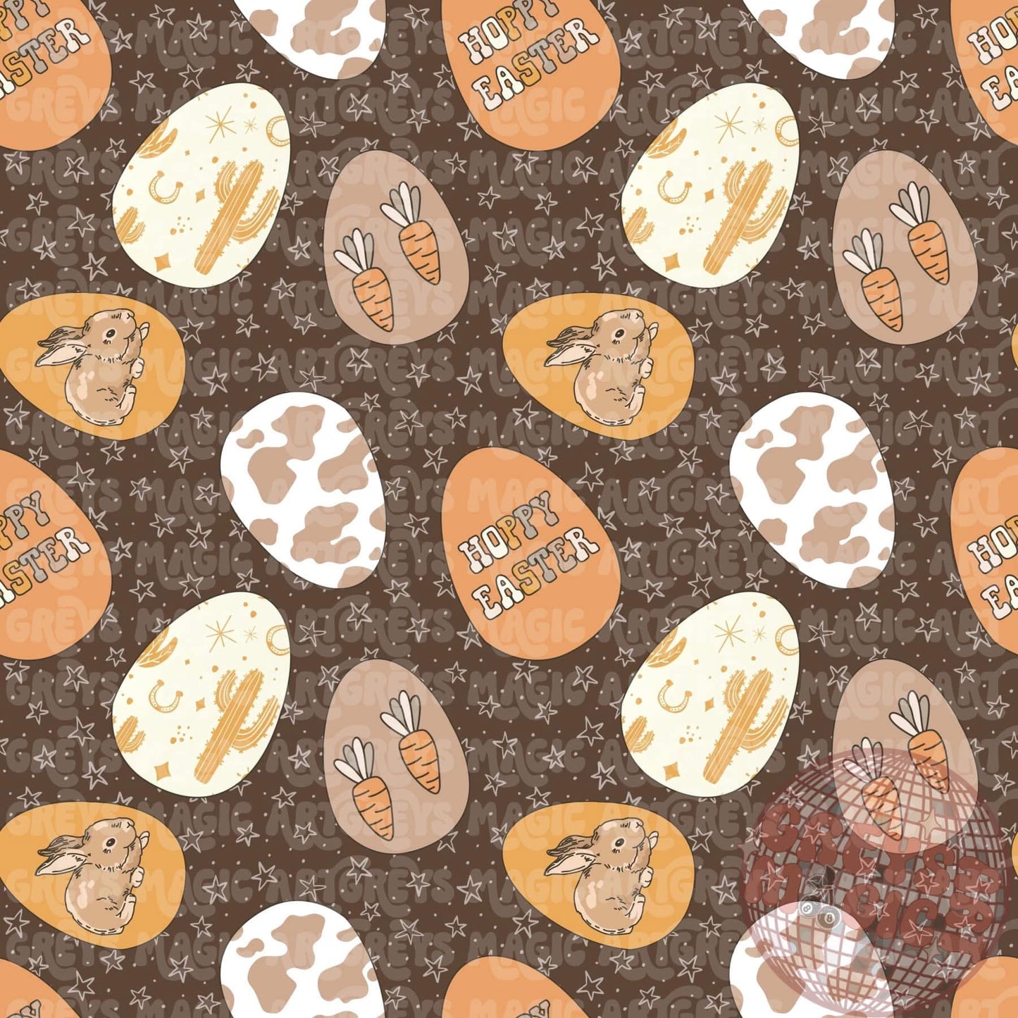 Hoppy Easter Western Eggs Seamless File