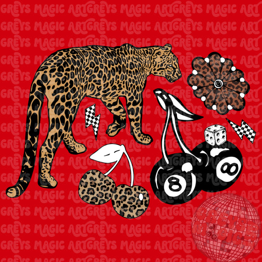 Cheetah & Cherry Concho PNG