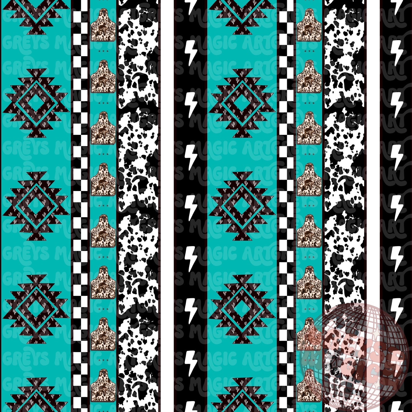 Aztec Cactus Lightening Bolts Brown Cowprint Checkered Stripes Seamless File