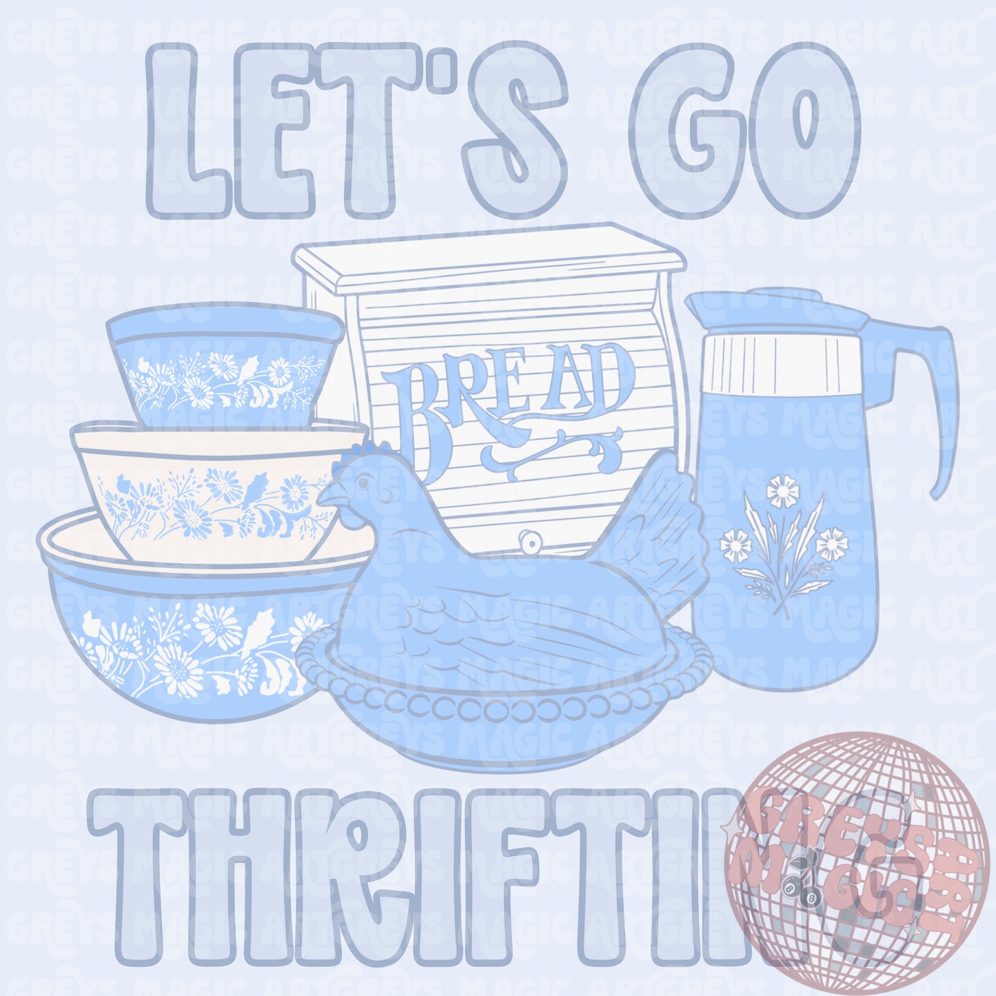 Blue Let’s Go Thrifting PNG