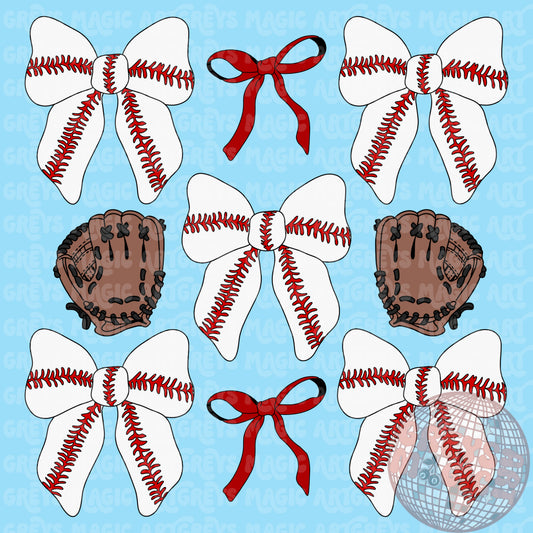 Baseball Bows PNG