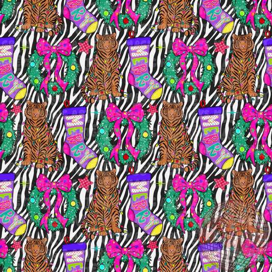 Zebra Tiger Merry Christmas Seamless File