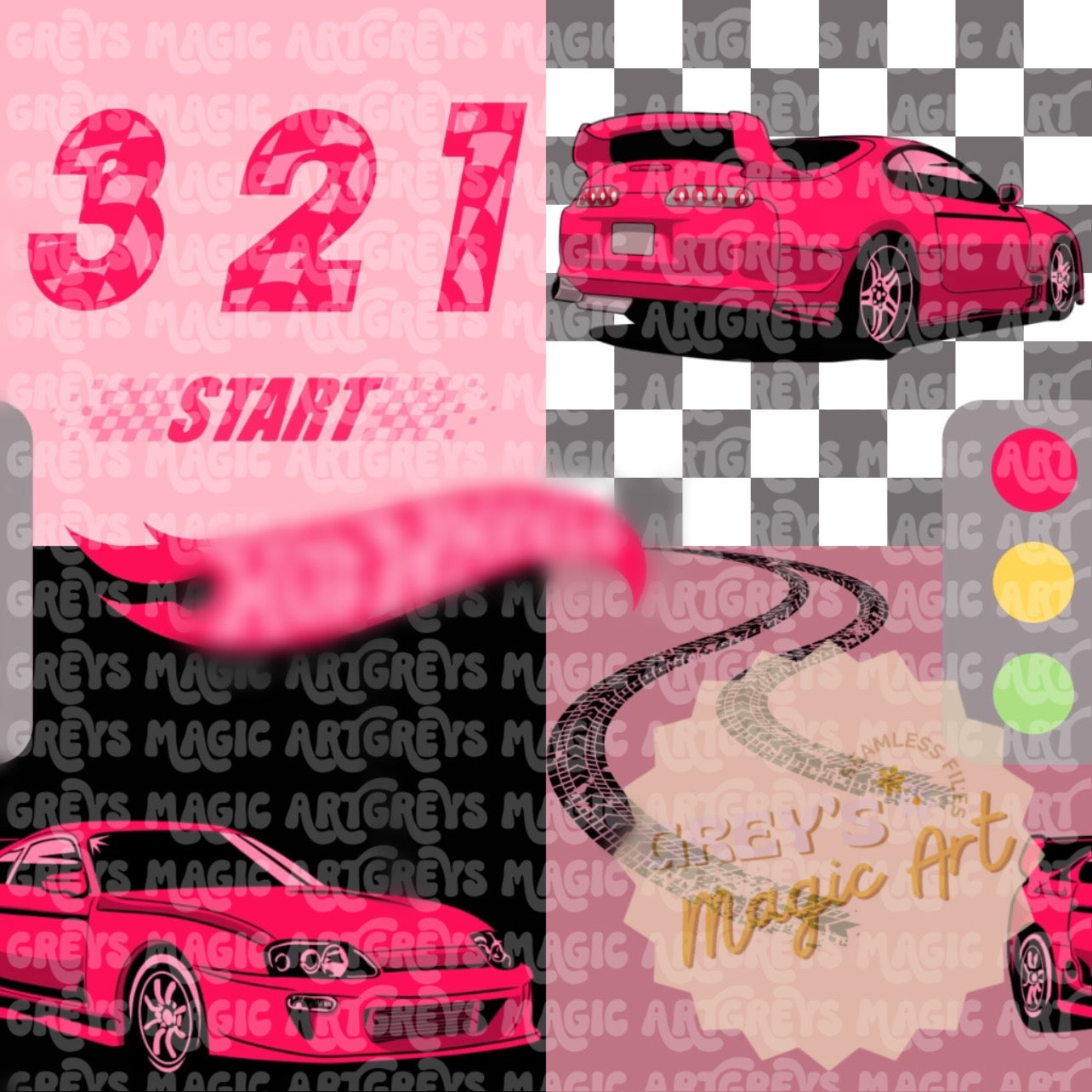 Pink Race Car Seamless File