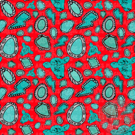 Red And Turquoise Pendant Conchos Seamless File