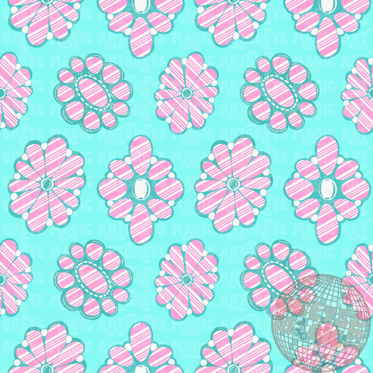 Pastel Christmas Candy Cane Conchos Seamless File