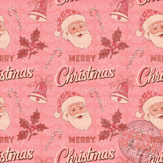 Pink Vintage Merry Christmas Seamless File