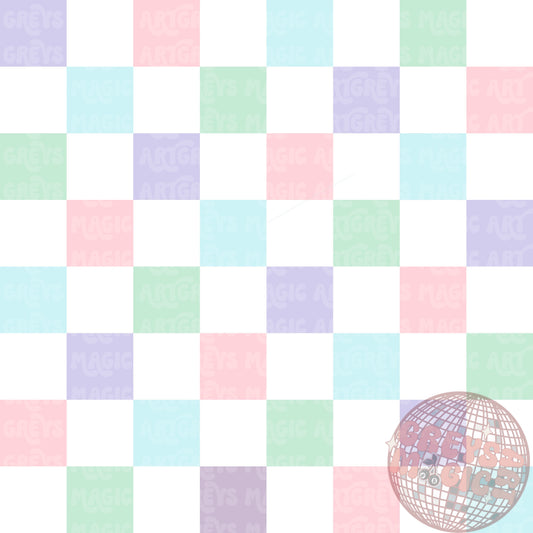 Pink Purple Green Blue Pastel Checkered Seamless File