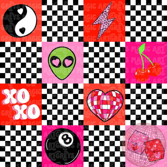Valentines Retro Checkered Seamless File