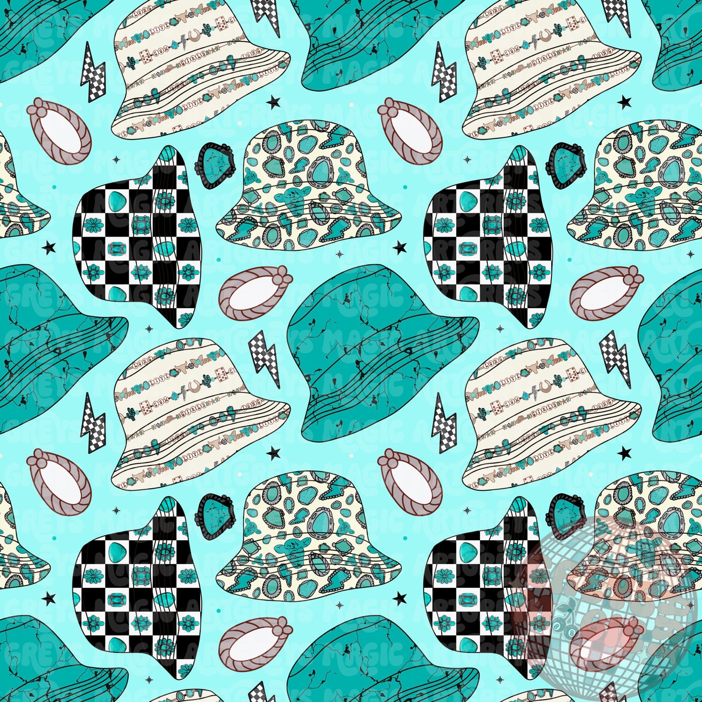 Girl Western Bucket Hats Seamless File