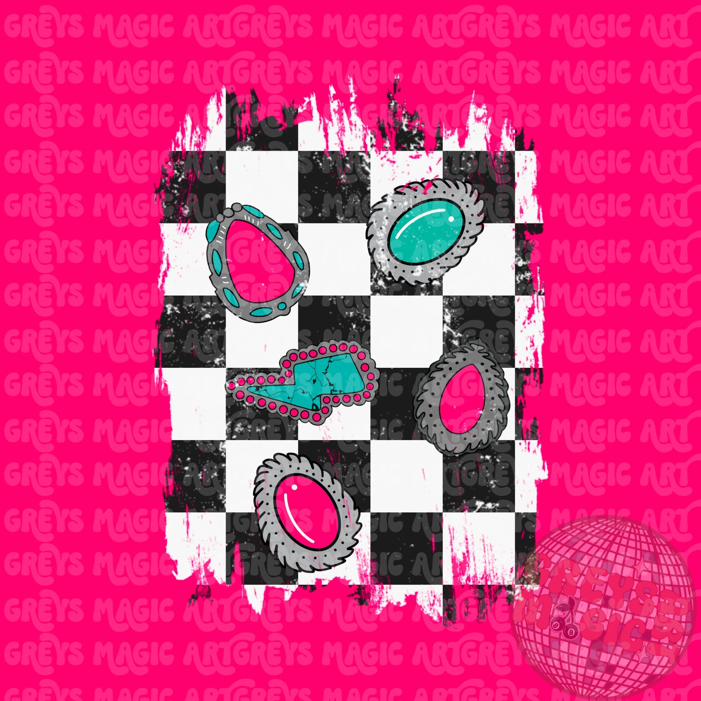 Pink And Blue Concho PNG