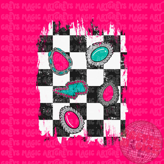 Pink And Blue Concho PNG