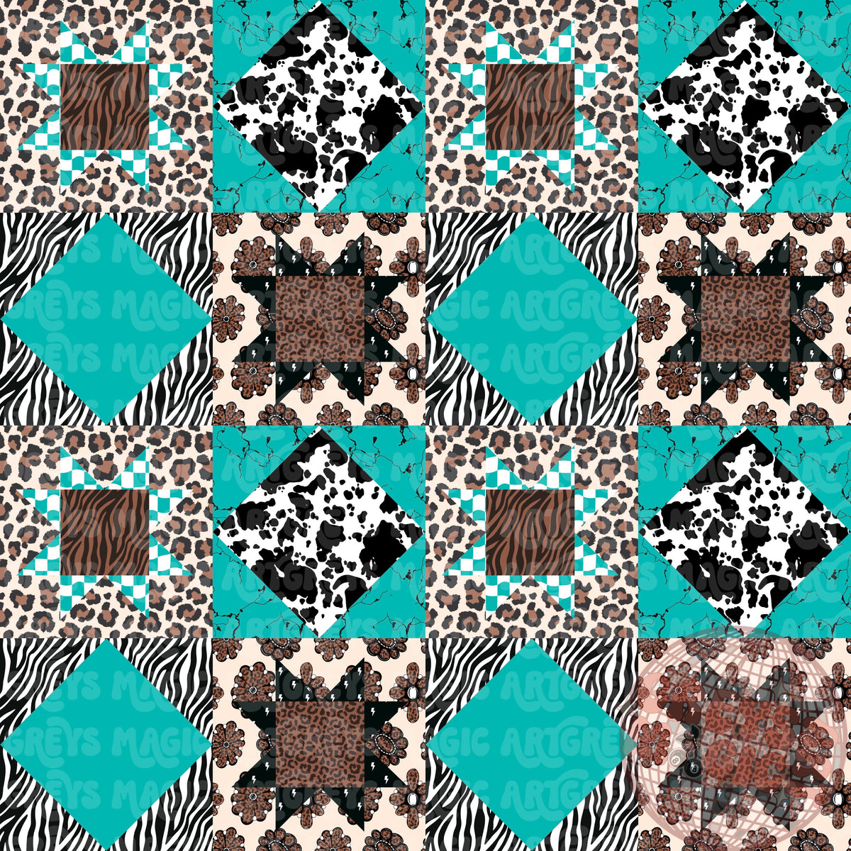 Cowprint Cheetah Conchos Zebra Marble Stone Patchwork Seamless File