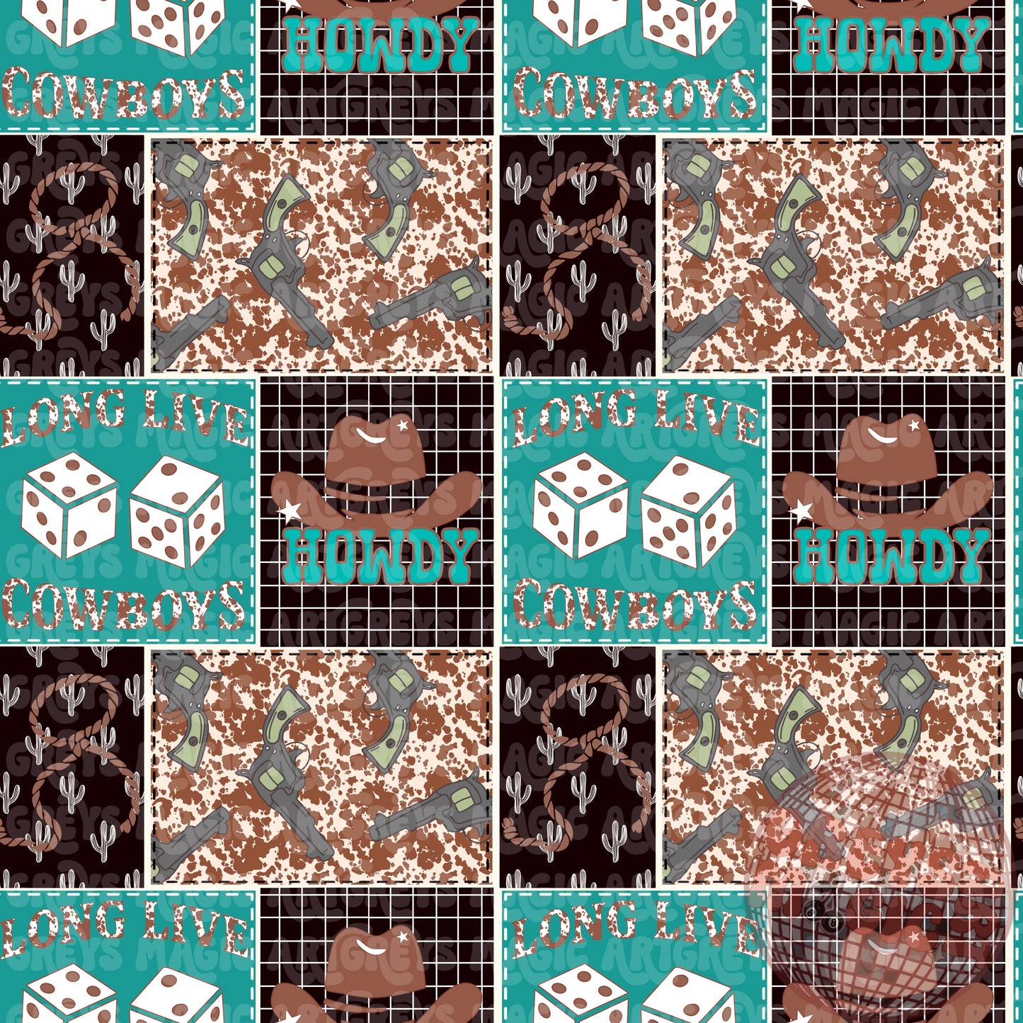 Long Live Cowboys Patchwork Seamless File