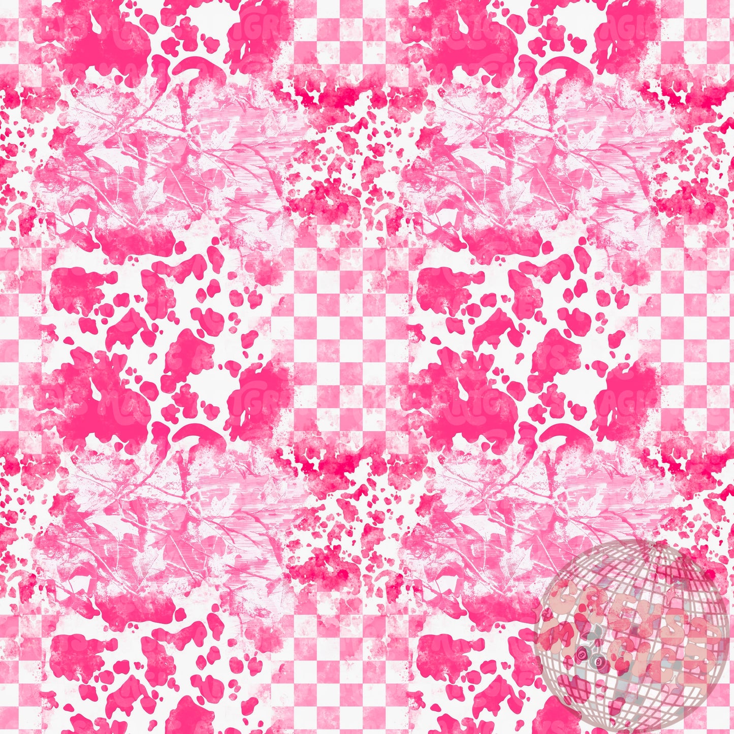 Pink Camo Checkered Cowprint Mashup Seamless File