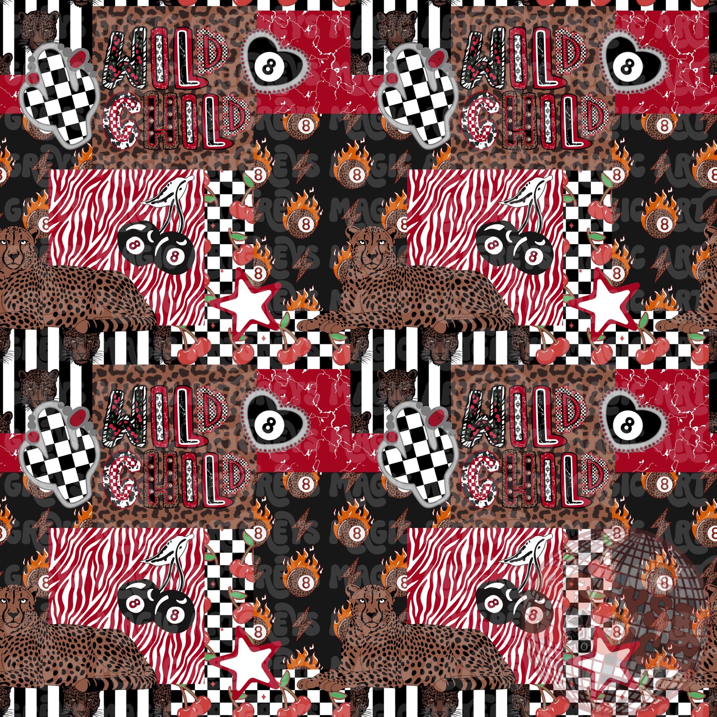 Retro Wild Child Patchwork Seamless File