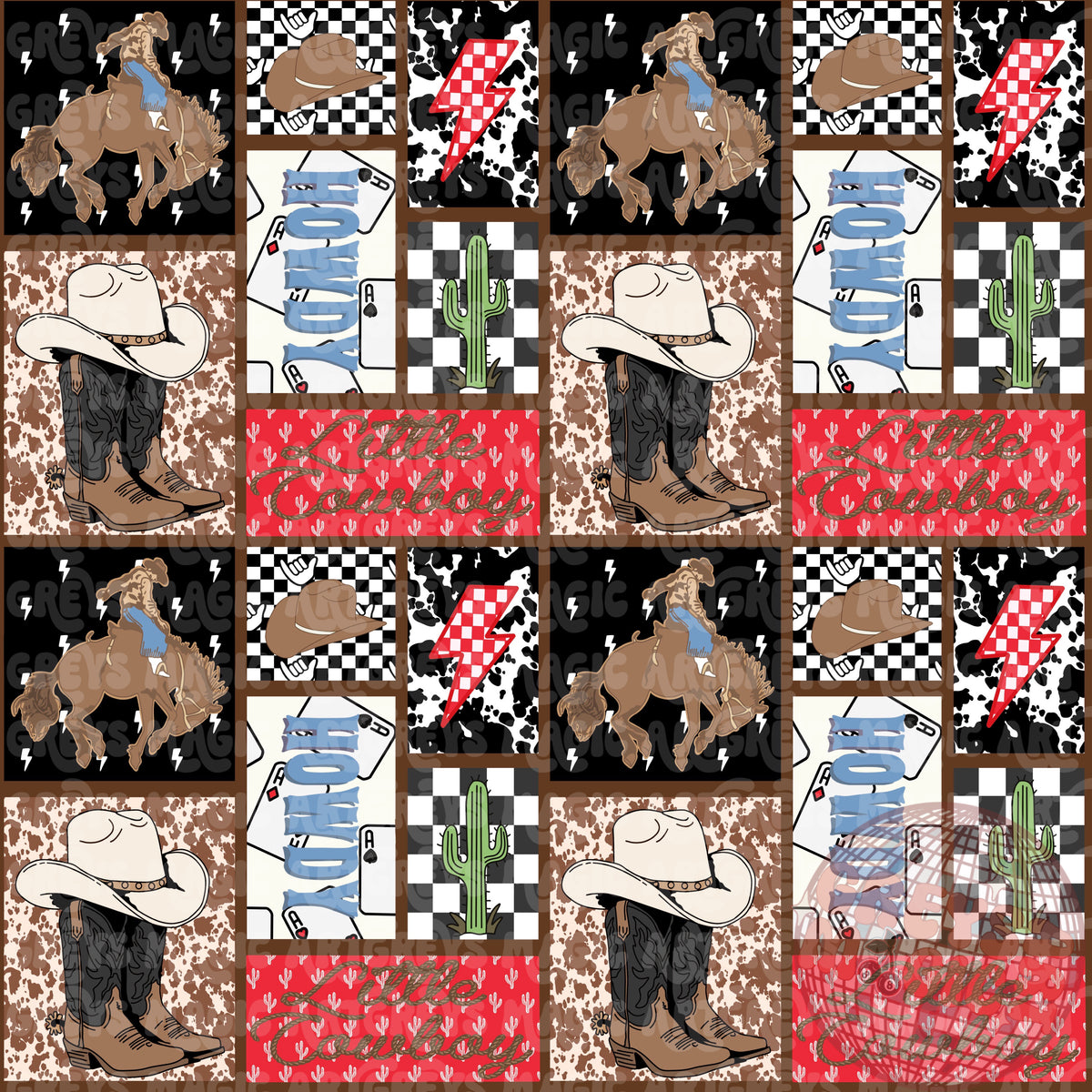 Howdy Little Cowboy Collage Seamless File