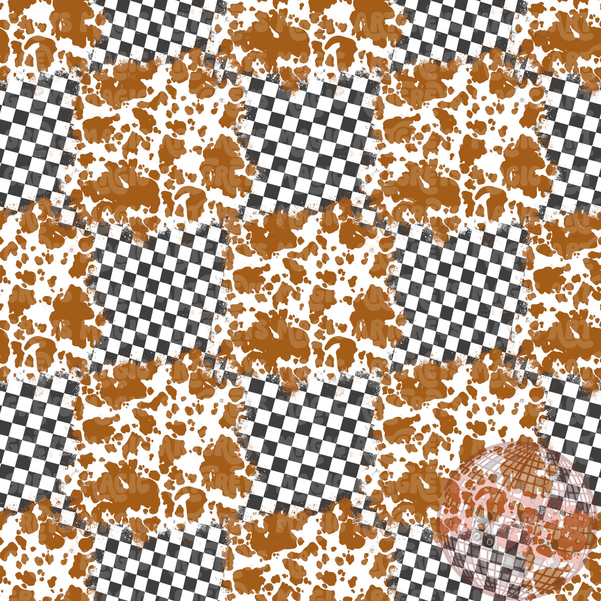 Mama/Mama’s Boy Brown Cowprint Checkered Mashup Seamless File