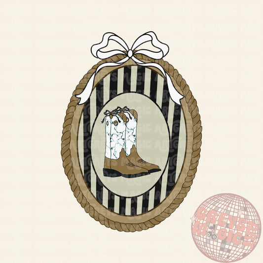 Coquette Bow Mirror Western Boots PNG