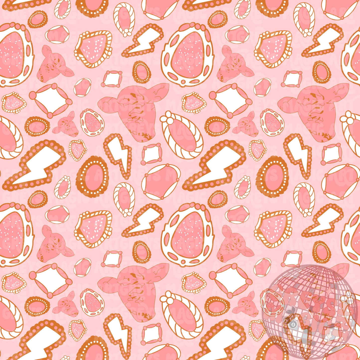 Western Valentines Day Conchos Seamless File