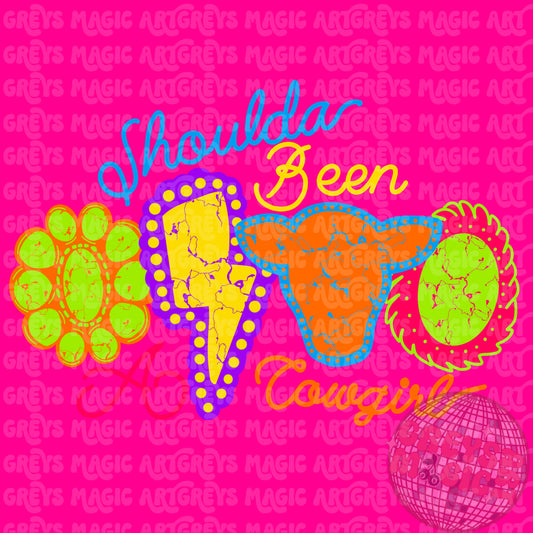 Should Of Been A Cowgirl Neon Conchos PNG