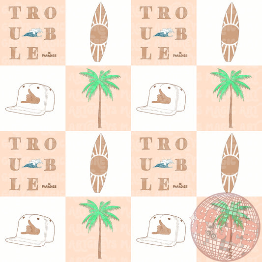 Trouble In Paradise Checkered Seamless File