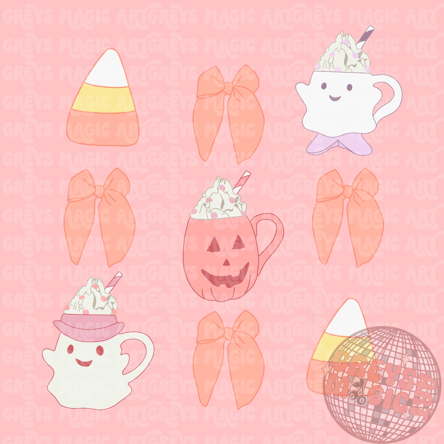 Halloween Whipped Drinks & Bows PNG