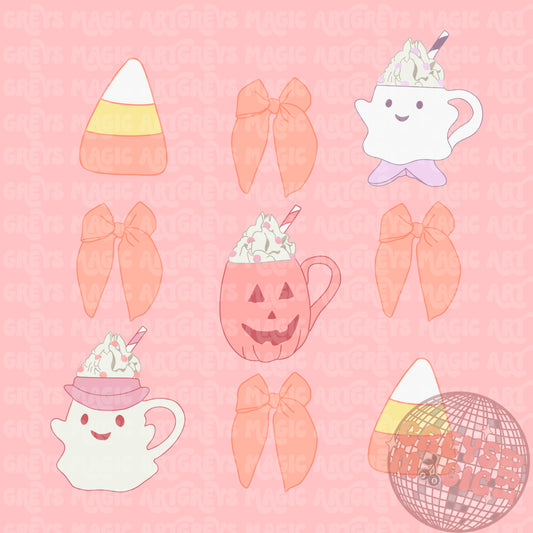 Halloween Whipped Drinks & Bows PNG