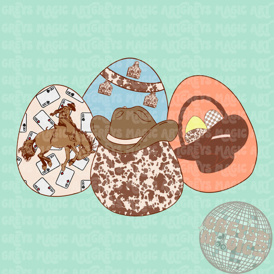 Boy Western Easter Eggs PNG