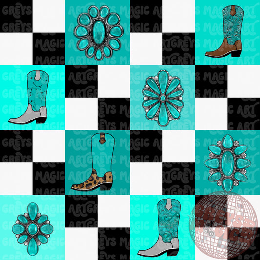 Checkered Western Boots Seamless File