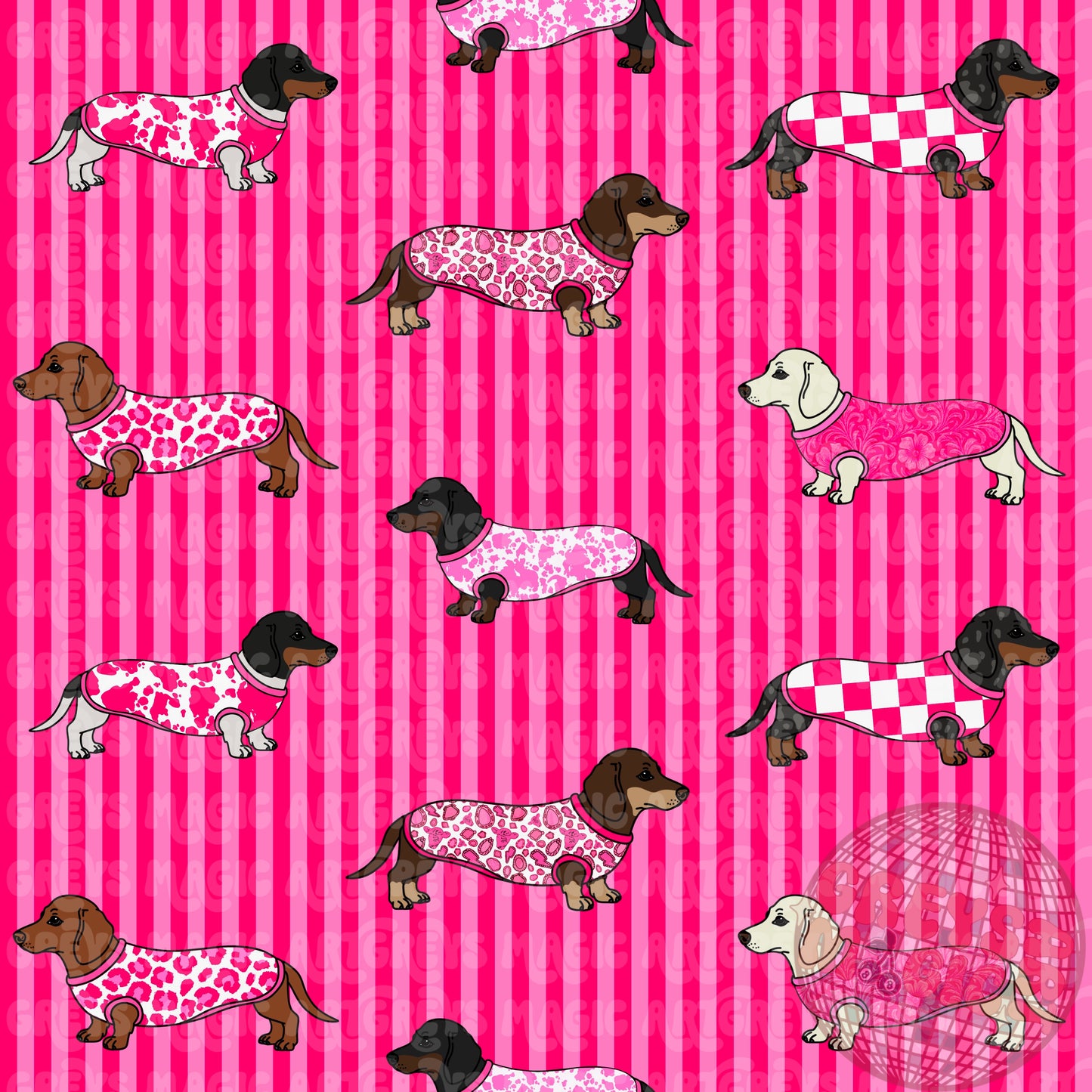 Pink Dachshund Stripes Seamless File